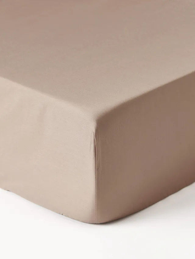 Westwing Collection Katoensatijnen hoeslaken Premium Beige