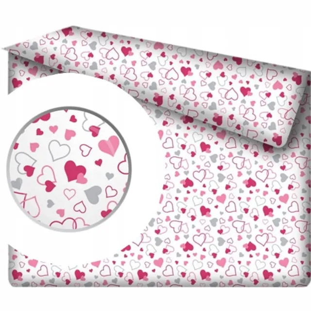 Designpremium Merkloos Katoenen Hoeslaken Zonder Elastiek 160x200 cm - Roze Hartjes