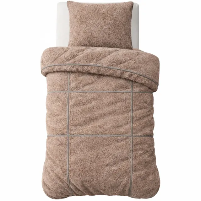 Sleeps Teddy Trim Dekbedovertrek - Donker Taupe - Super Zacht en Warm