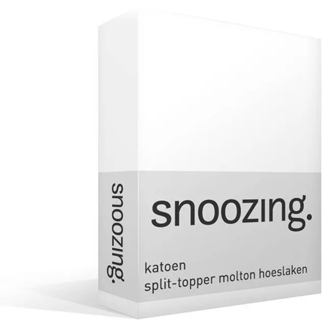 Snoozing Molton - Split-topper - Lits-jumeaux - Hoeslaken - Katoen - 180x200 cm - Wit