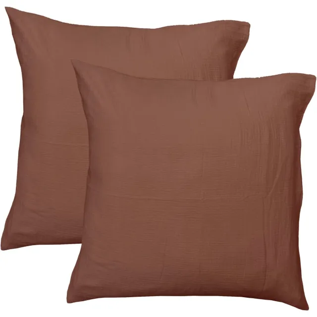 Matt & Rose Set Kussenslopen - Chocolat - (2x) 65 x 65 cm - Bruin - Mousseline Katoen