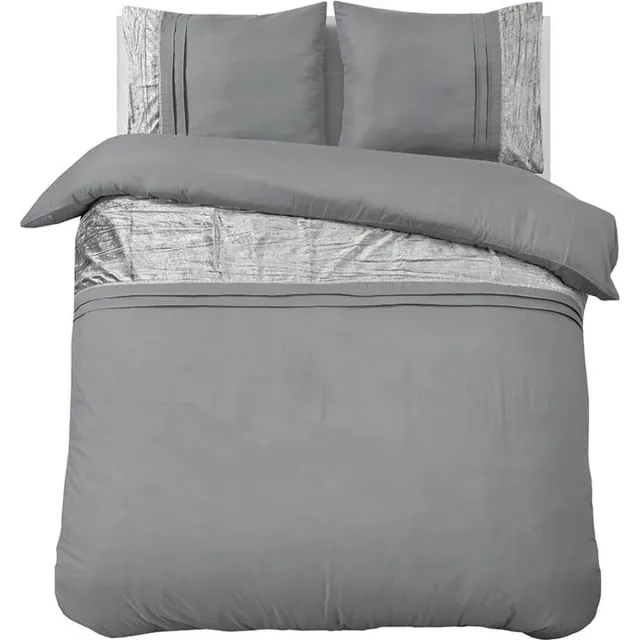 Bedsupplies Dekbedovertrek Tokyo - 240x200/220 - Grijs Met Velvet Band