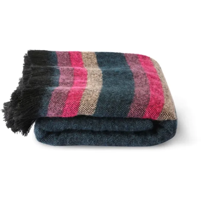 HKliving x Doris Fluffy Plaid - Woondeken - 130 x 150 cm - Donkerblauw / Petrol