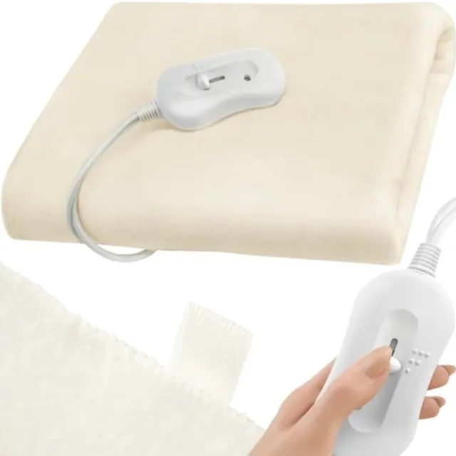 QEVA Elektrische Fleece Deken - Fleece Deken - Elektrische Deken - Wit - 150cm x 80cm x 2cm