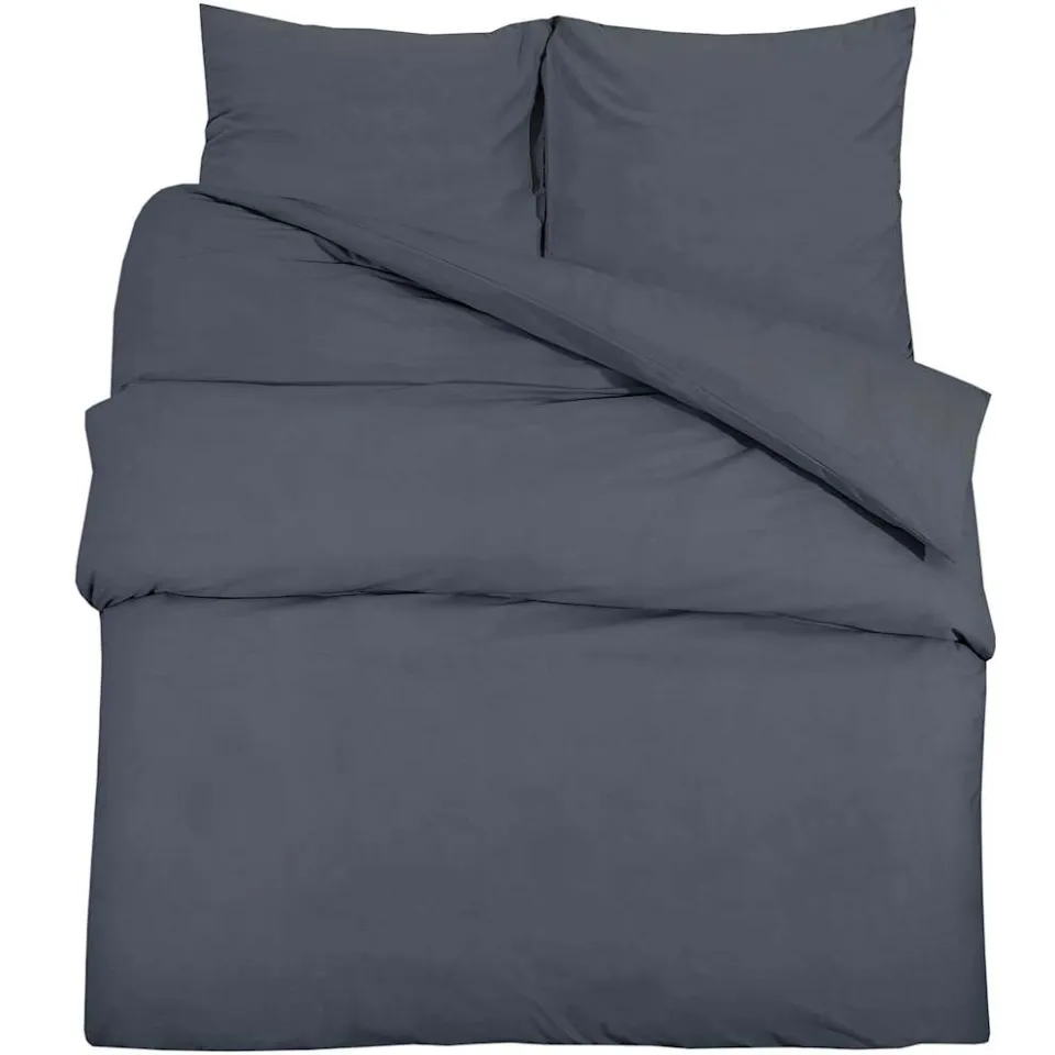 vidaXL Dekbedovertrekset 200x200 cm katoen antracietkleurig Anthraciet