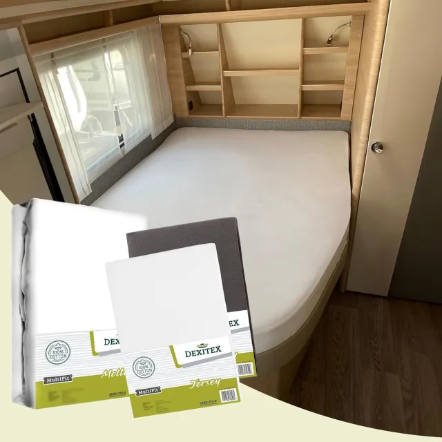 dexitex Textielpakket Frans bed - 1 molton met 2 hoeslakens - rechts 1 x Wit + 1x Antraciet