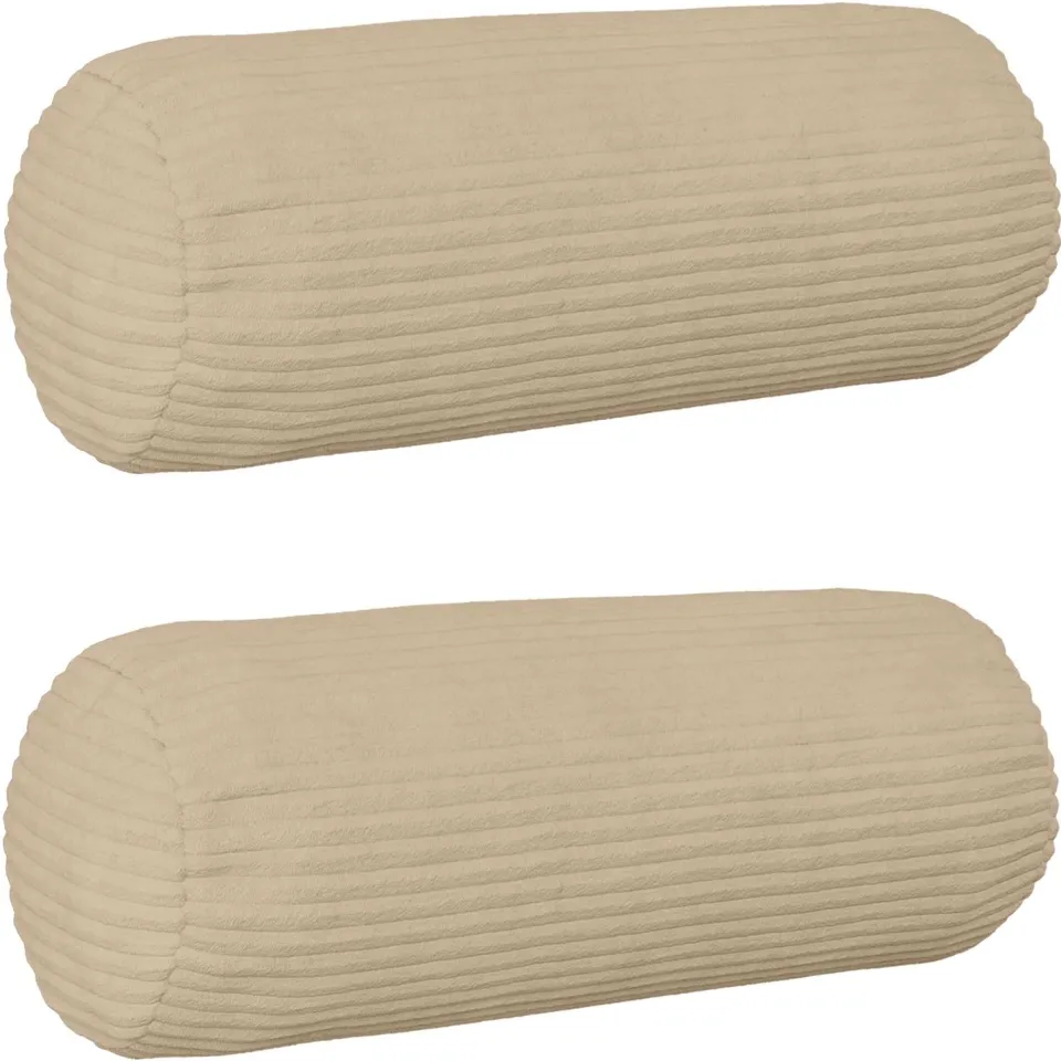 vidaXL Kussensloop 2 st HEERLEN Taupe Ø 15 x 40 cm corduroy, foto 3