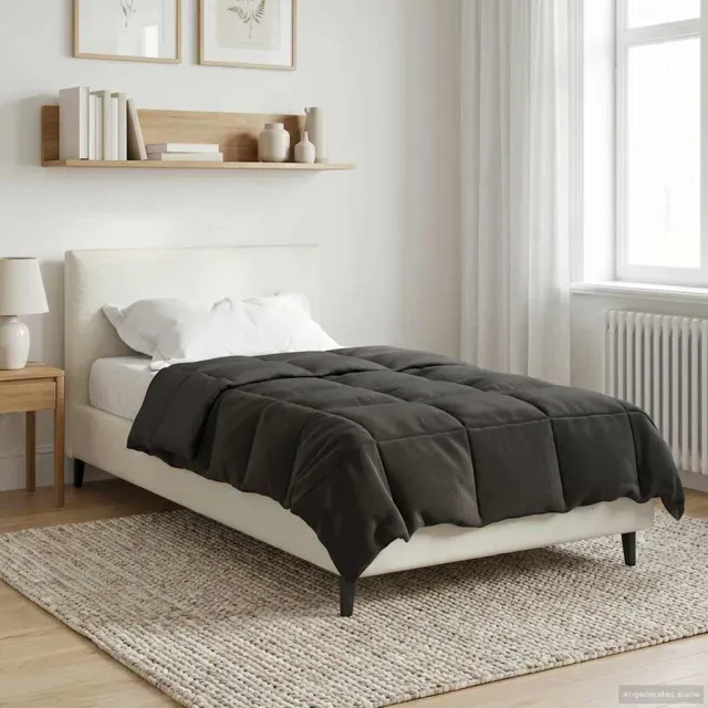 vidaXL Zomer Dekbed 135 x 200 cm Zomer 200 gsm Antraciet Ademend Anthraciet