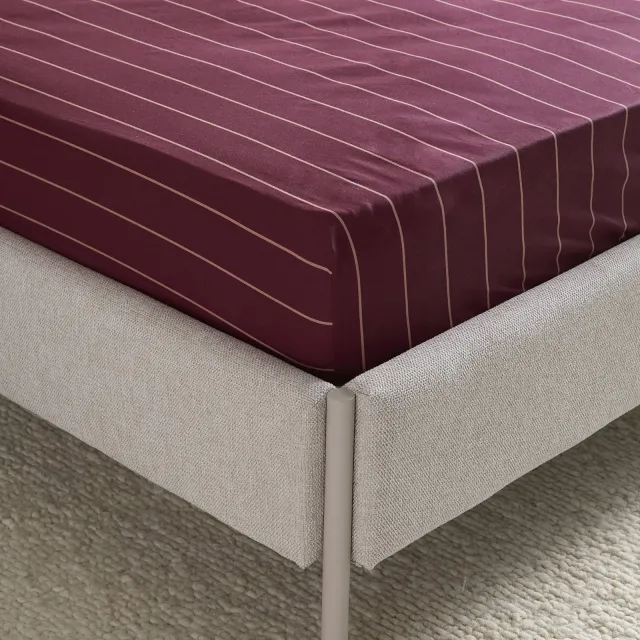 NOUS Living katoenen gestreepte hoeslaken donkerrood Donkerrood/Roze