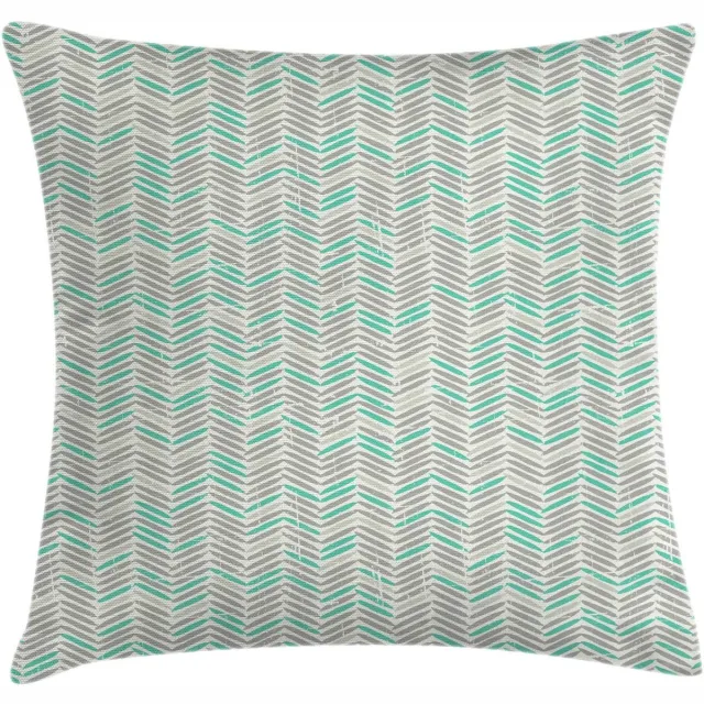 ABAKUHAUS Kussenhoes Chevron Grijs 40x40 cm – Dubbelzijdig bedrukt, Rits Zee groen