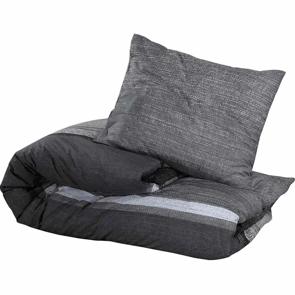 vidaXL Dekbedovertrekset 225x220 cm katoen donkergrijs en zwart
