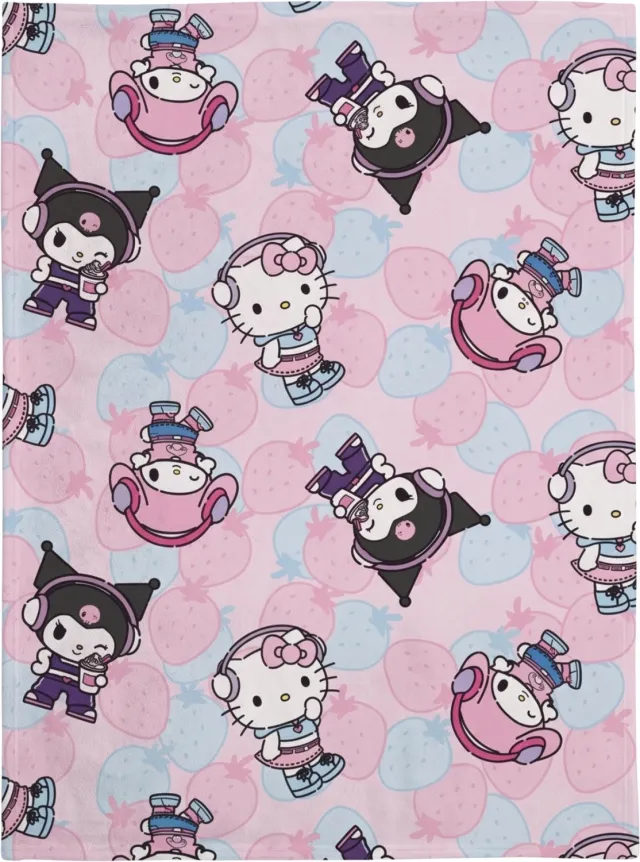 Hello Kitty Fleece deken - 110 x 150 cm - Flanel blauw