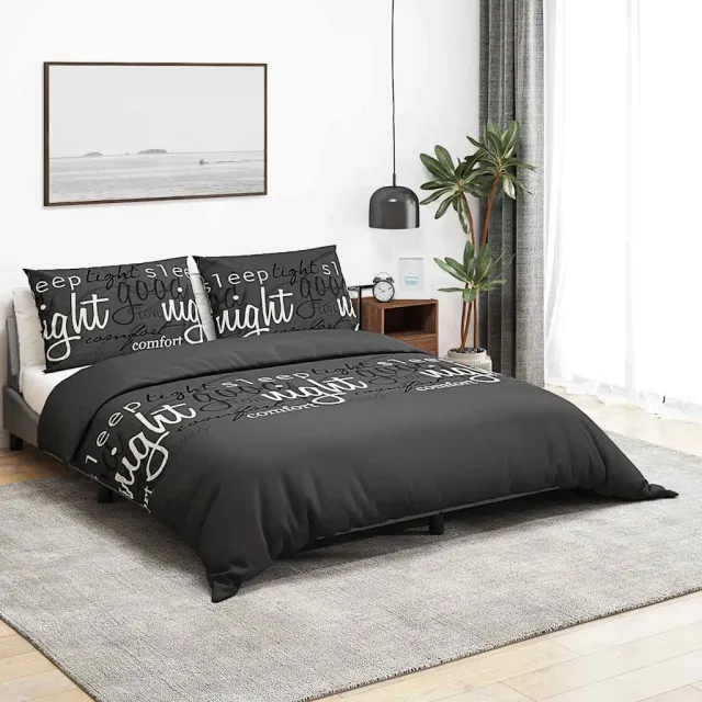 vidaXL Dekbedovertrekset 140x200 cm katoen zwart en wit, foto 2