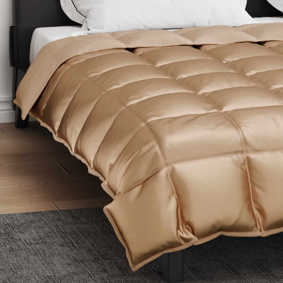 vidaXL Winter Dekbed 200 x 200 cm 450 gsm Satijn en microvezel Goud, foto 4