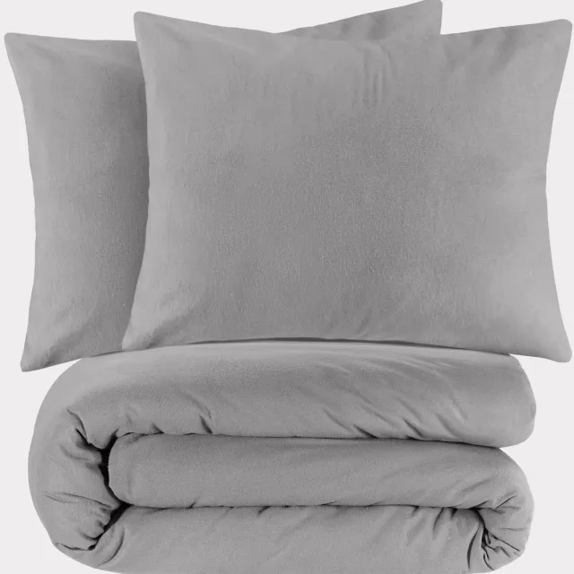 NOUS Living flanellen 2-persoons dekbedovertrek 200x220 cm - grijs