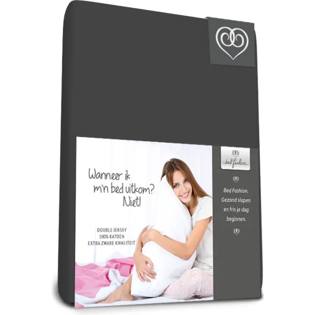 Bed-Fashion Dubbel Jersey - Topper Hoeslaken - 160 x 200 cm - Antraciet