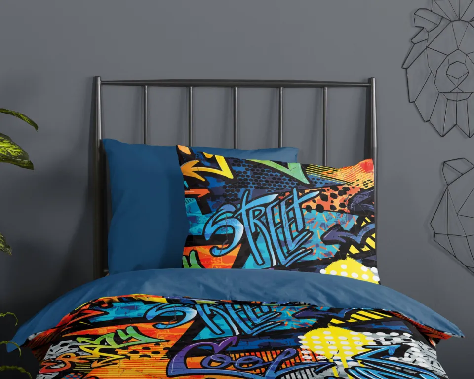 Pure polyester dekbedovertrek 1-persoons (140x220 cm) multi, foto 2
