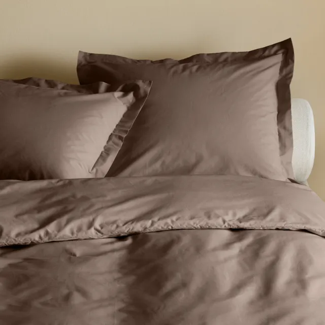 Studio LIVIT percale katoenen 2-persoons dekbedovertrek 200x220 cm - donkerbruin