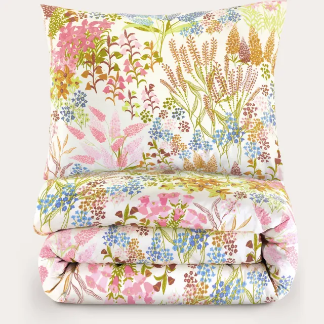 NOUS Living katoenen dekbedovertrek bloemenprint Roze