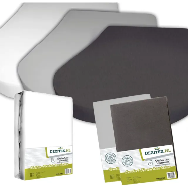 dexitex 2 x Jersey hoeslaken ( Licht Grijs + Antraciet ) 1 x Molton pakket Queensbed/Eilandbed 1 x molton/ 1 x hoeslaken Licht Grijs + 1 x hoeslaken Antraciet