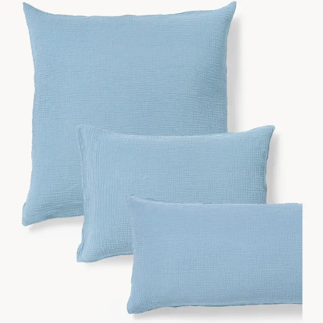 Westwing Collection Mousseline kussenhoes Odile Blauw