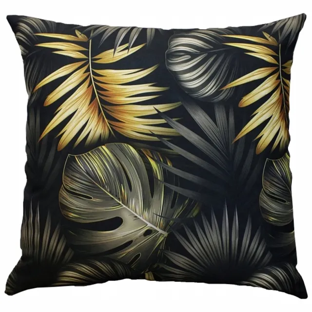 Ateks Decoratieve Kussensloop 40x40cm met Gouden Palmen - Luxe Panama Stof Multicolor
