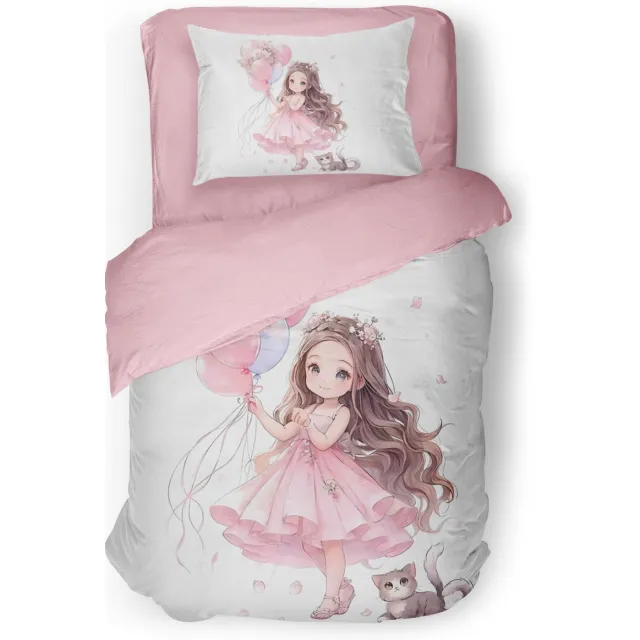 Eleganzzz Kinder Dekbedovertrek Balloon Little Princess - Prinsessen Dekbedovertrek - Multi - Dekbedovertrek Kinderen - Micropercal