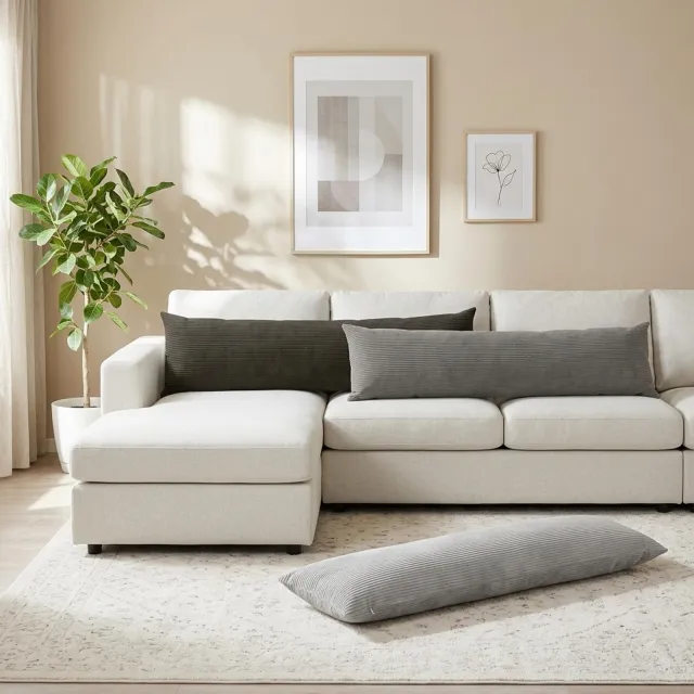 vidaXL Kussensloop HEERLEN Lichtgrijs 40 x 145 cm corduroy