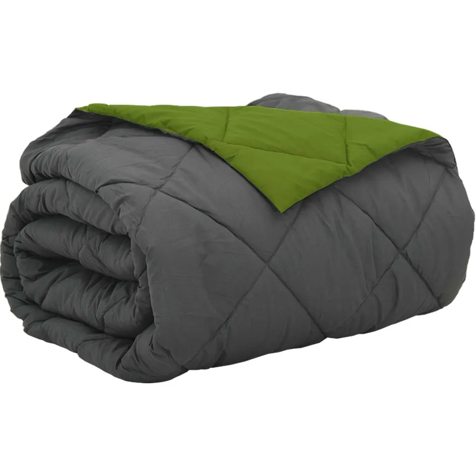 vidaXL Zomer Dekbed 220 x 260 cm 200 gsm Microvezel Groen en Antraciet, foto 3