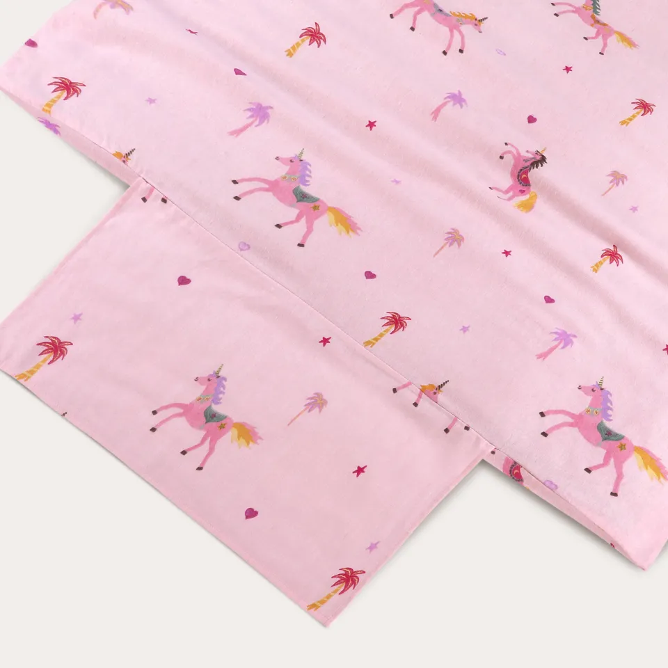 NOUS Kids flanellen dekbedovertrek ledikant unicorn roze, foto 6