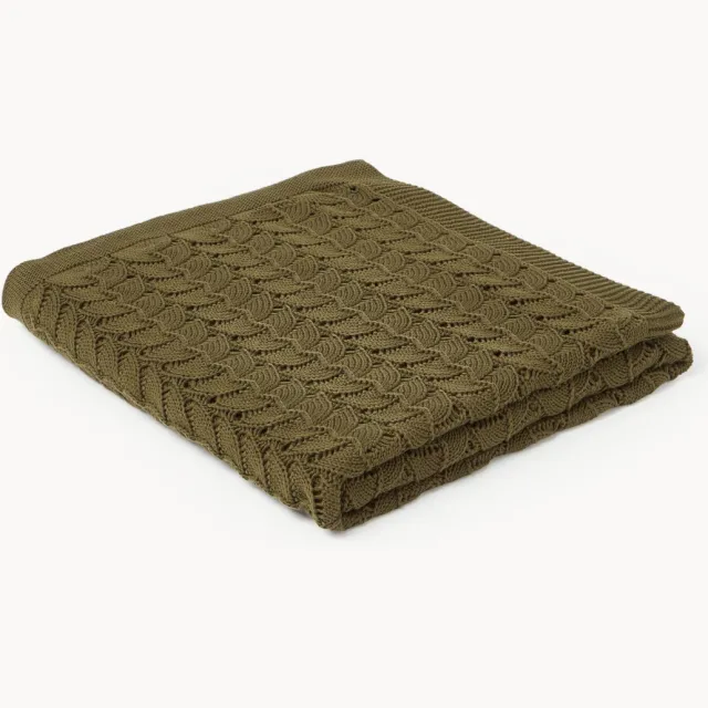 Westwing Collection Gebreide plaid Vera van katoen Groen