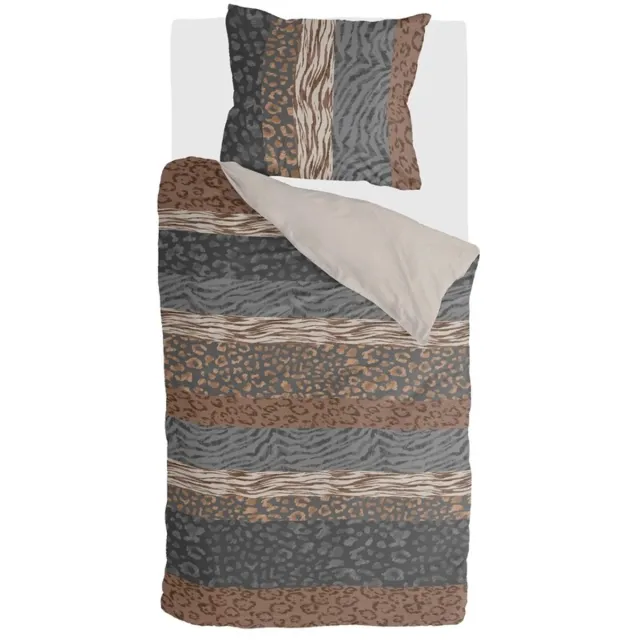 BYRKLUND Dekbedovertrek Animal Stripes - 140x220 - 100% Polyester - Beige