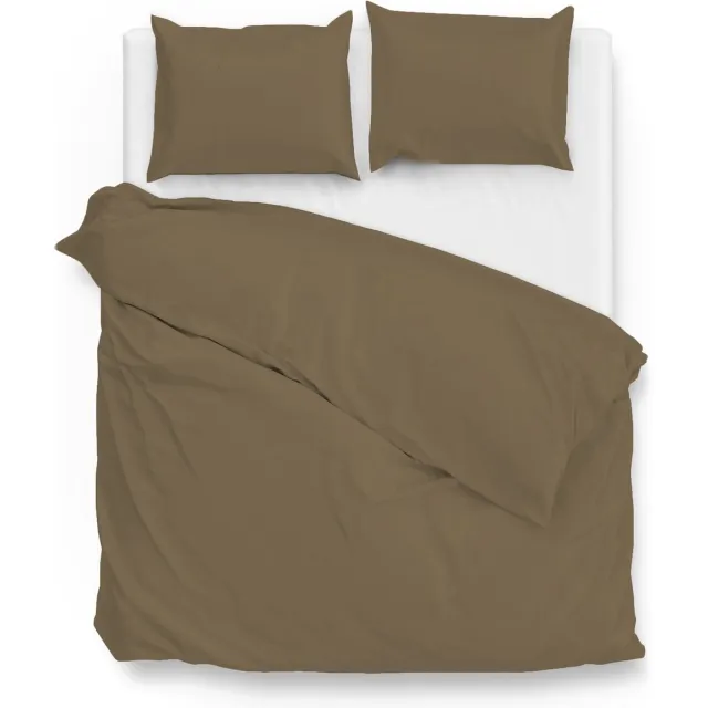 Zohome Real-Taupe Dekbedovertrek Satinado + 2 slopen , gemaakt van 100% Katoen-Satijn