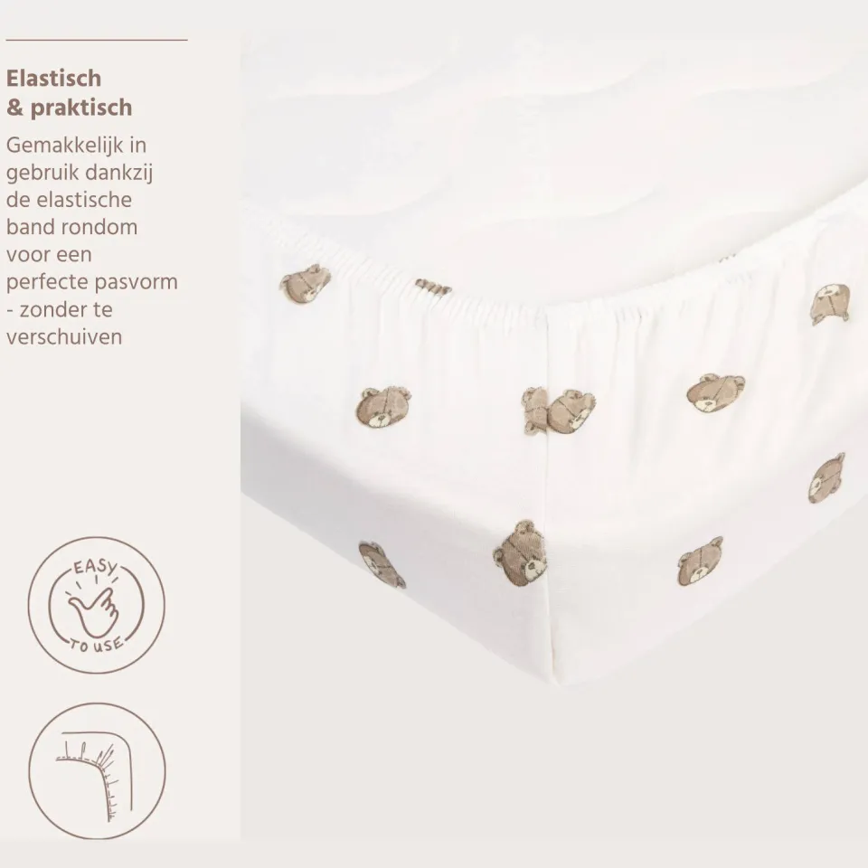Meyco rechthoekige katoenen boxhoeslaken met dierenprint 95x75 cm - meerkleurig multi, foto 6