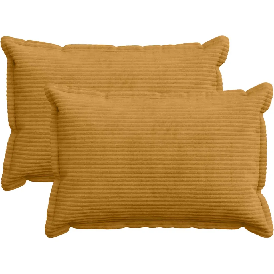 vidaXL Kussensloop 2 st HOUTEN Geel 40 x 60 cm corduroy, foto 3