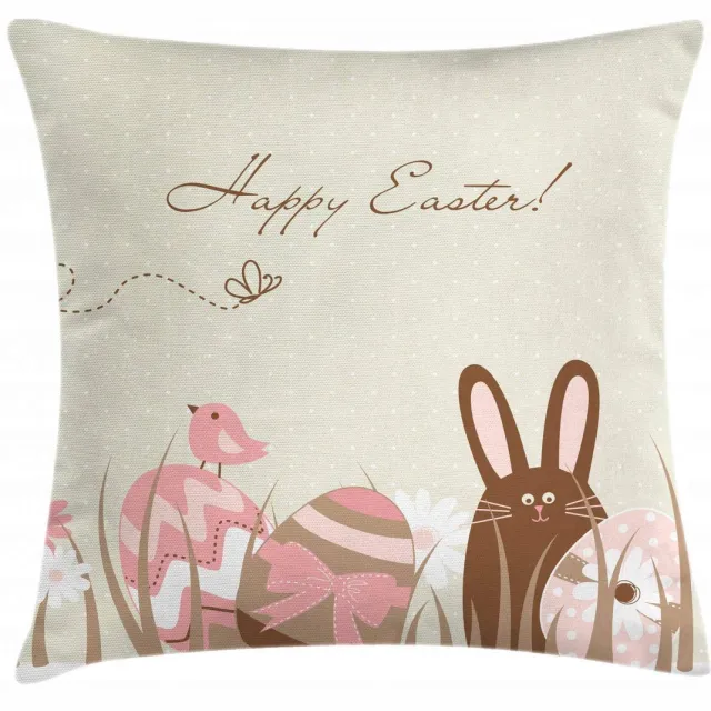 ABAKUHAUS kussenhoes – Paasopdruk – bedrukt aan beide zijden – 45x45 cm – multicolor Blass Salieigroen Roze