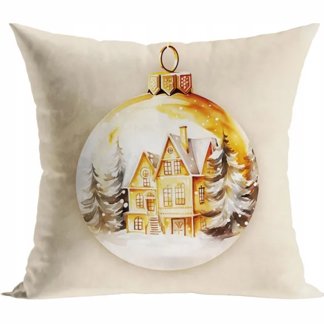 Markizeta Merkloze Kerst Sierkussenhoes Goud/Beige 40x40 cm - Fluweel