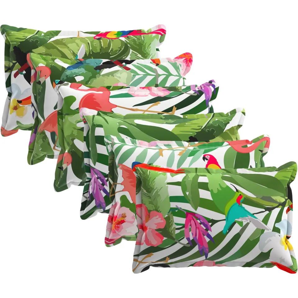 vidaXL Kussensloop 6 st HOUTEN Meerkleurig 50 x 70 cm Polyester, foto 3