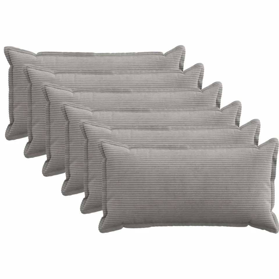 vidaXL Kussensloop 6 st HOUTEN Lichtgrijs 40 x 80 cm corduroy, foto 3