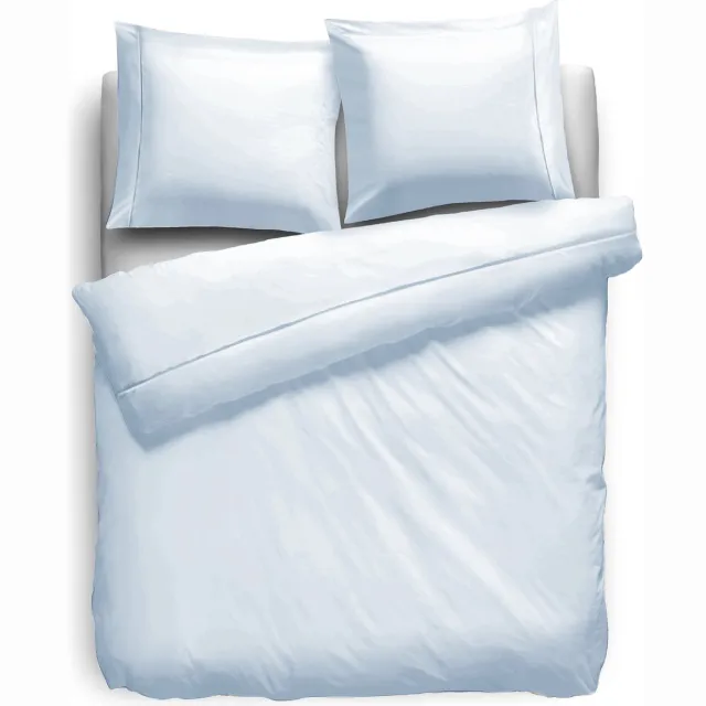 Eleganzzz Dekbedovertrek Percal Katoen Uni - Met Bies - Ice Blue - Dekbedovertrek 200x200/220cm - Dekbedovertrekken - Tweepersoons - Effen Dekbedovertrek Licht Blauw