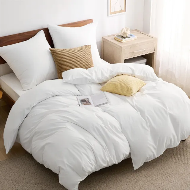 Ibenzoa Compleet Katoenen Beddengoed Set – 4-Delig, Wit