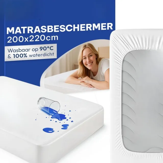 Famanu Matrasbeschermer 200x220 cm, waterdicht, ademend en allergie-proof – Wit