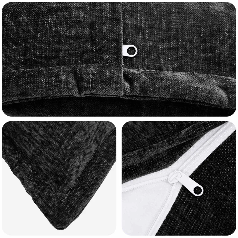 vidaXL Kussensloop 6 st HOUTEN Antraciet 80 x 80 cm Chenille Stof, foto 4