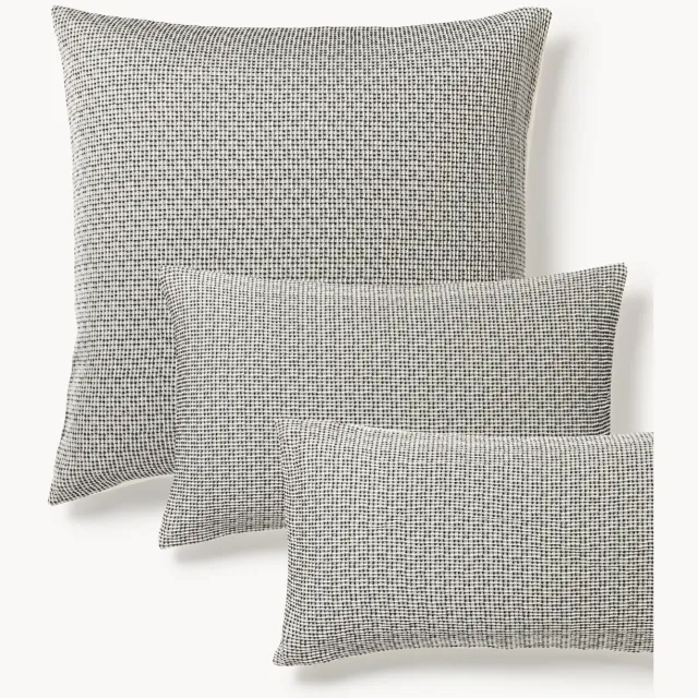 Westwing Collection Waffelpiqué kussenhoes Clemente Zwart