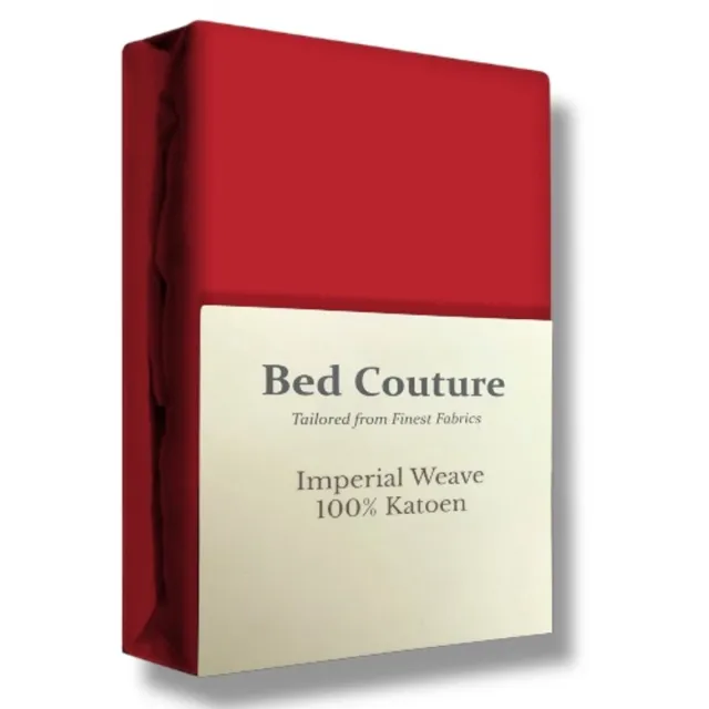 Bed Couture Hoeslaken van 100% Katoen - Eenpersoons 90x200cm - Hoekhoogte 30cm - Ultra Zacht en Duurzaam - Rood