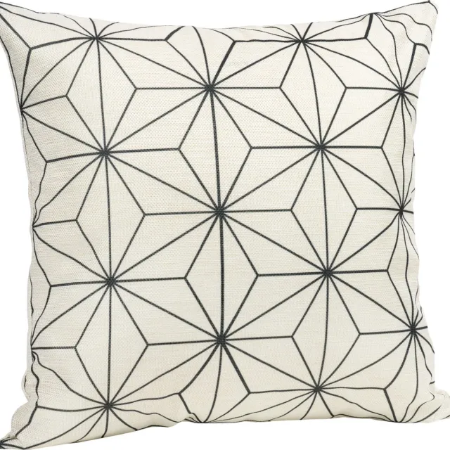 QUVIO Kussensloop met ster patroon / Kussenhoes / Sierkussen / Sierkussenhoes - 45 x 45 cm - Zwart / Beige