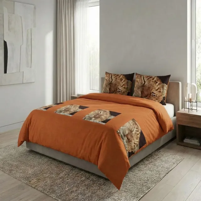 SENZATIONE 100% Katoen Percaline Dekbedovertrek 140x200/220-1x60x70 cm SLEEPING CAT MULTI