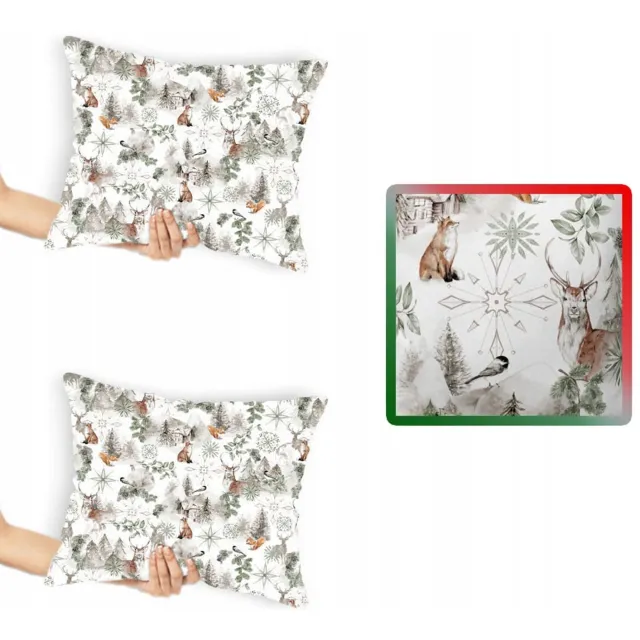Designpremium Kerst Kussenhoes 40x60 cm - 2 Stuks Katoen Satijn Multicolor