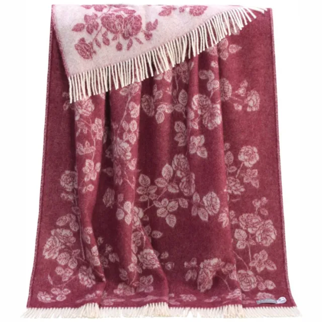 JJ Textile Wollen Plaid - ROSE (Rood) 130x190cm - Made in UK Rood (ROSE)