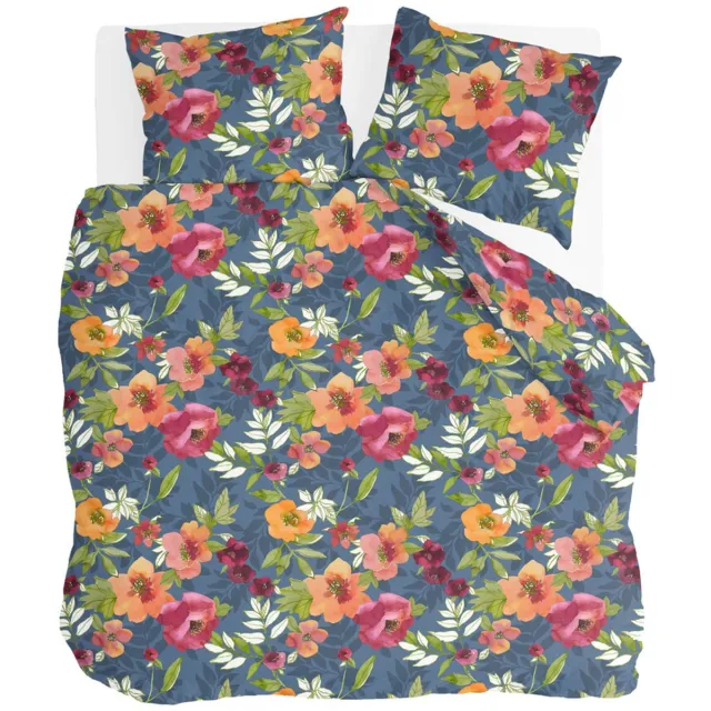 BYRKLUND Dekbedovertrek Flowering Peonies - 240x220 - 100% Katoen - Blauw